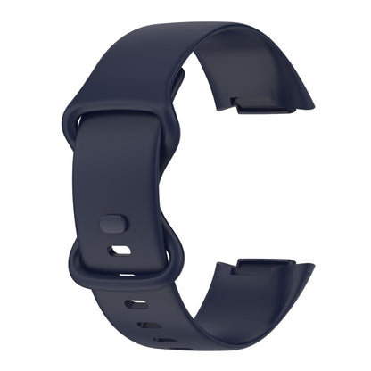 For Fitbit Charge 6 Solid Color Butterfly Buckle Silicone Watch Band, Size:S Size(Dark Blue) - Watch Bands by PMC Jewellery | Online Shopping South Africa | PMC Jewellery | Buy Now Pay Later Mobicred