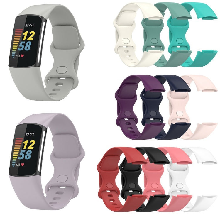 For Fitbit Charge 6 Solid Color Butterfly Buckle Silicone Watch Band, Size:S Size(Starlight Color) - Watch Bands by PMC Jewellery | Online Shopping South Africa | PMC Jewellery | Buy Now Pay Later Mobicred