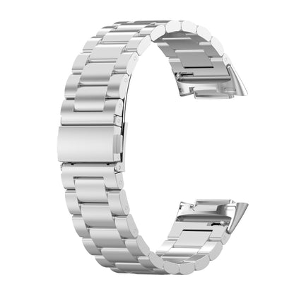 For Fitbit Charge 6 Three Beads Stainless Steel Metal Watch Band(Silver) - Watch Bands by PMC Jewellery | Online Shopping South Africa | PMC Jewellery | Buy Now Pay Later Mobicred