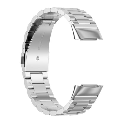 For Fitbit Charge 6 Three Beads Stainless Steel Metal Watch Band(Silver) - Watch Bands by PMC Jewellery | Online Shopping South Africa | PMC Jewellery | Buy Now Pay Later Mobicred