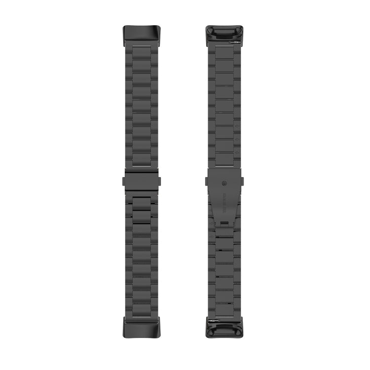 For Fitbit Charge 6 Three Beads Stainless Steel Metal Watch Band(Black) - Watch Bands by PMC Jewellery | Online Shopping South Africa | PMC Jewellery