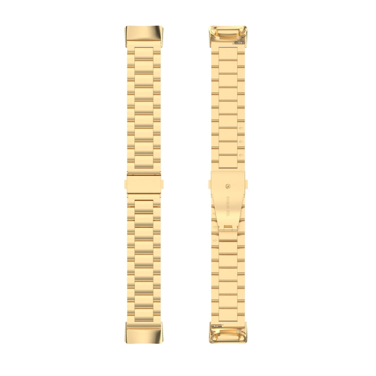 For Fitbit Charge 6 Three Beads Stainless Steel Metal Watch Band(Gold) - Watch Bands by PMC Jewellery | Online Shopping South Africa | PMC Jewellery | Buy Now Pay Later Mobicred