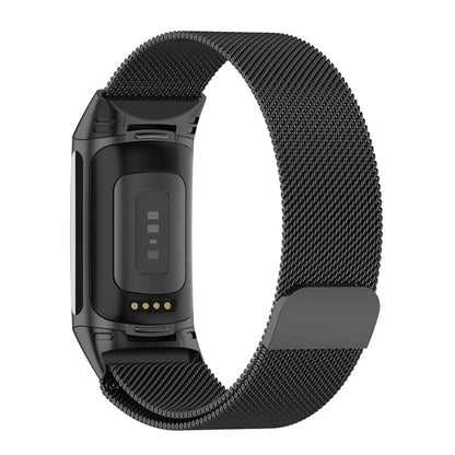 For Fitbit Charge 6 Milan Magnetic Metal Steel Mesh Watch Band(Black) - Watch Bands by PMC Jewellery | Online Shopping South Africa | PMC Jewellery | Buy Now Pay Later Mobicred