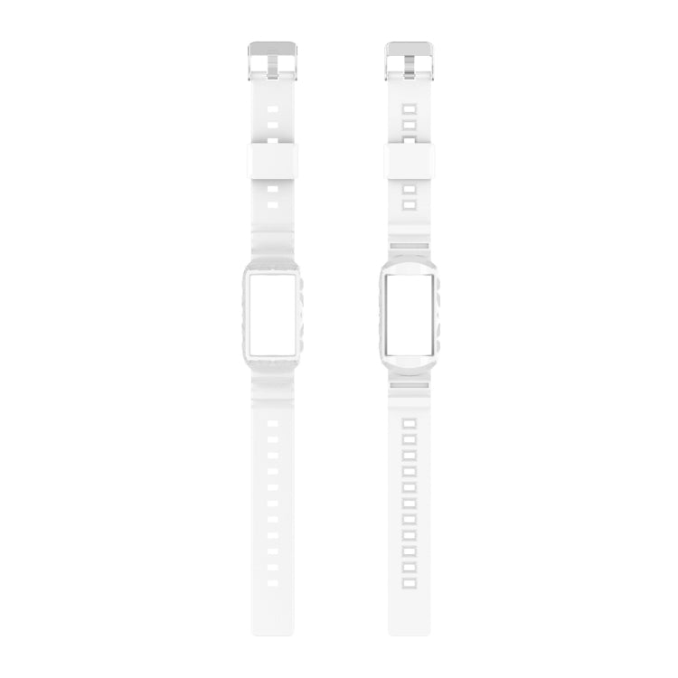 For Fitbit Charge 6 / 5 / 4 / 3 Armor Integrated TPU Watch Band(White) - Watch Bands by PMC Jewellery | Online Shopping South Africa | PMC Jewellery | Buy Now Pay Later Mobicred