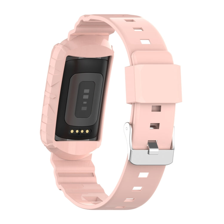 For Fitbit Charge 6 / 5 / 4 / 3 Armor Integrated TPU Watch Band(Light Pink) - Watch Bands by PMC TechLife | Online Shopping South Africa | PMC TechLife | Buy Now Pay Later Mobicred