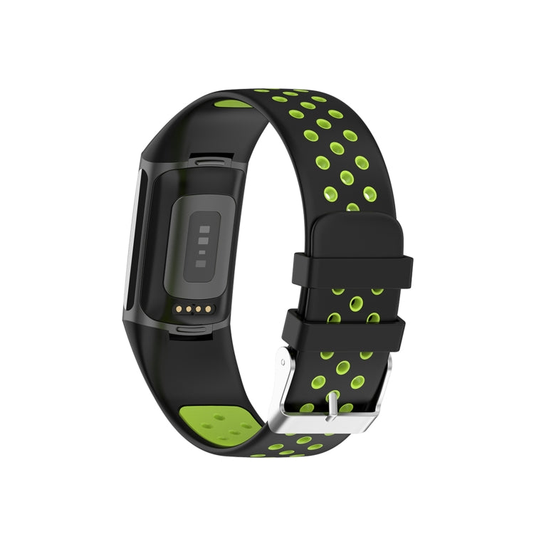 For Fitbit Charge 6 Dual Color Breathable Silicone Watch Band(Black+Lime) - Watch Bands by PMC Jewellery | Online Shopping South Africa | PMC Jewellery | Buy Now Pay Later Mobicred