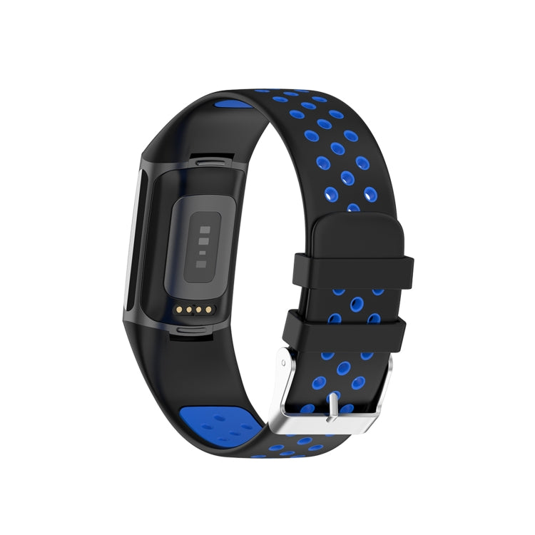 For Fitbit Charge 6 Dual Color Breathable Silicone Watch Band(Black+Blue) - Watch Bands by PMC Jewellery | Online Shopping South Africa | PMC Jewellery | Buy Now Pay Later Mobicred