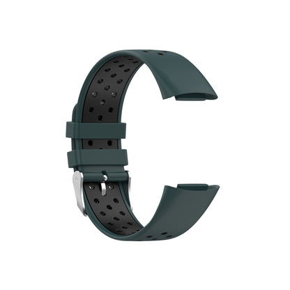 For Fitbit Charge 6 Dual Color Breathable Silicone Watch Band(Green+Black) - Watch Bands by PMC Jewellery | Online Shopping South Africa | PMC Jewellery | Buy Now Pay Later Mobicred