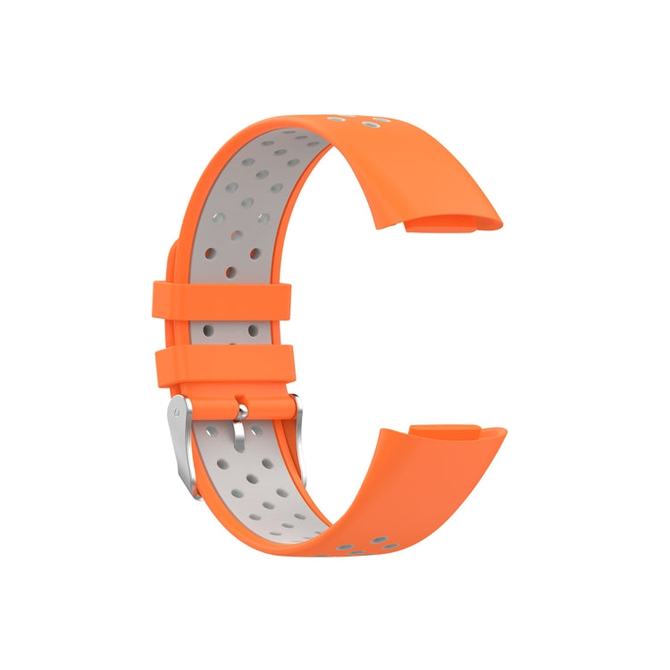 For Fitbit Charge 6 Dual Color Breathable Silicone Watch Band(Orange+Gray) - Watch Bands by PMC TechLife | Online Shopping South Africa | PMC TechLife | Buy Now Pay Later Mobicred