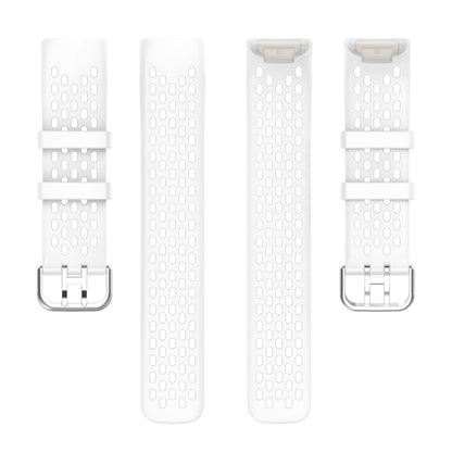 For Fitbit Charge 6 Solid Color Breathable Sports Silicone Watch Band(White) - Watch Bands by PMC Jewellery | Online Shopping South Africa | PMC Jewellery | Buy Now Pay Later Mobicred