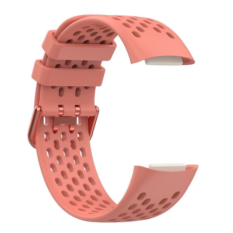 For Fitbit Charge 6 Solid Color Breathable Sports Silicone Watch Band(Pink) - Watch Bands by PMC Jewellery | Online Shopping South Africa | PMC Jewellery | Buy Now Pay Later Mobicred