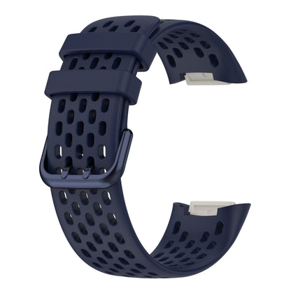 For Fitbit Charge 6 Solid Color Breathable Sports Silicone Watch Band(Dark Blue) - Watch Bands by PMC Jewellery | Online Shopping South Africa | PMC Jewellery | Buy Now Pay Later Mobicred