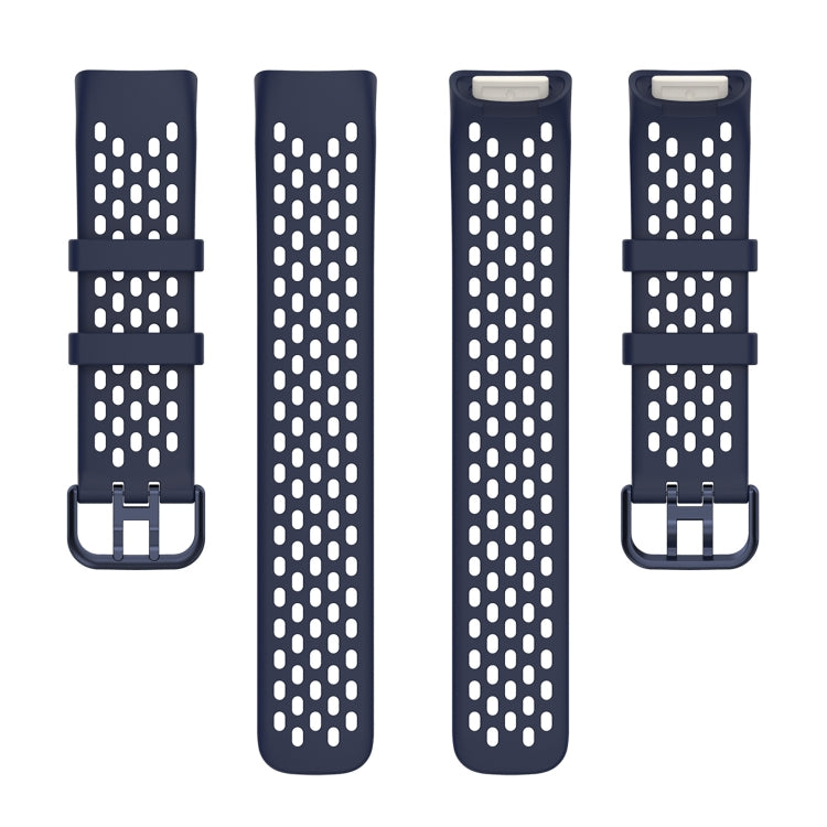 For Fitbit Charge 6 Solid Color Breathable Sports Silicone Watch Band(Dark Blue) - Watch Bands by PMC Jewellery | Online Shopping South Africa | PMC Jewellery | Buy Now Pay Later Mobicred