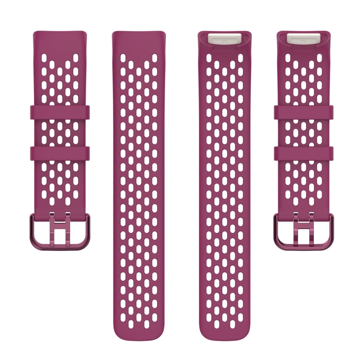 For Fitbit Charge 6 Solid Color Breathable Sports Silicone Watch Band(Wine Red) - Watch Bands by PMC Jewellery | Online Shopping South Africa | PMC Jewellery | Buy Now Pay Later Mobicred