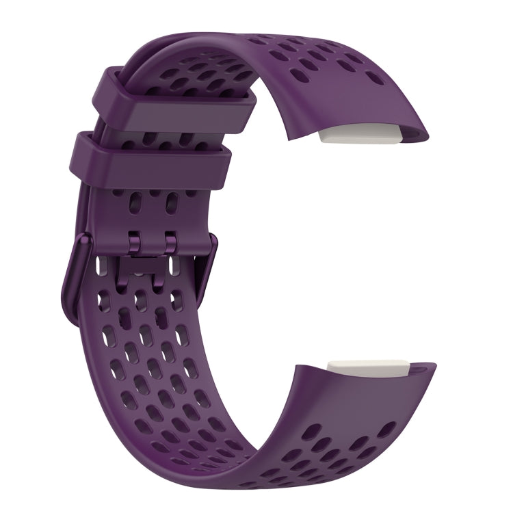 For Fitbit Charge 6 Solid Color Breathable Sports Silicone Watch Band(Dark Purple) - Watch Bands by PMC Jewellery | Online Shopping South Africa | PMC Jewellery | Buy Now Pay Later Mobicred