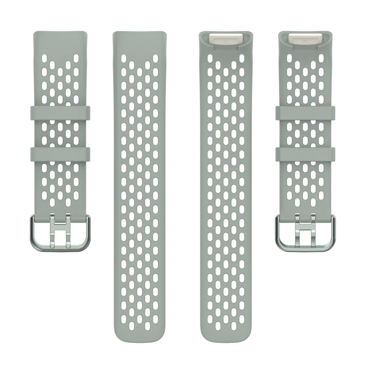 For Fitbit Charge 5 Solid Color Breathable Sports Silicone Watch Band(Gray) - Watch Bands by PMC Jewellery | Online Shopping South Africa | PMC Jewellery | Buy Now Pay Later Mobicred