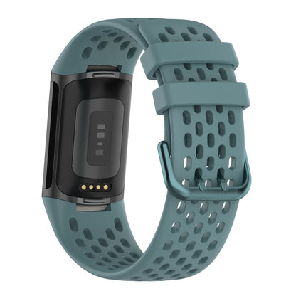 For Fitbit Charge 5 Solid Color Breathable Sports Silicone Watch Band(Blue) - Watch Bands by PMC Jewellery | Online Shopping South Africa | PMC Jewellery | Buy Now Pay Later Mobicred