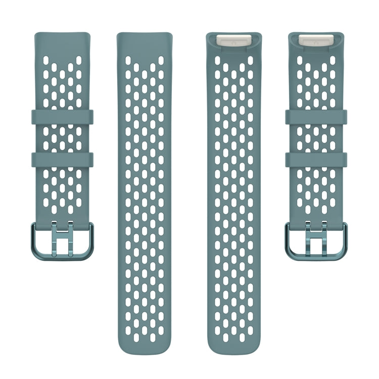 For Fitbit Charge 5 Solid Color Breathable Sports Silicone Watch Band(Blue) - Watch Bands by PMC TechLife | Online Shopping South Africa | PMC TechLife | Buy Now Pay Later Mobicred