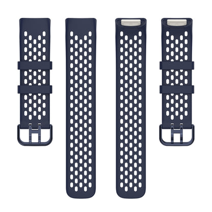 For Fitbit Charge 5 Solid Color Breathable Sports Silicone Watch Band(Dark Blue) - Watch Bands by PMC Jewellery | Online Shopping South Africa | PMC Jewellery | Buy Now Pay Later Mobicred