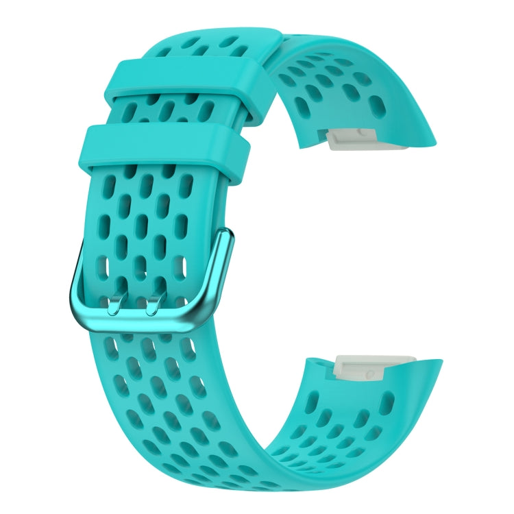 For Fitbit Charge 5 Solid Color Breathable Sports Silicone Watch Band(Teal Green) - Watch Bands by PMC Jewellery | Online Shopping South Africa | PMC Jewellery | Buy Now Pay Later Mobicred