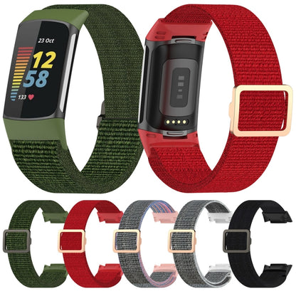 For Fitbit Charge 6 Elastic Nylon Braid Watch Band(Red) - Watch Bands by PMC Jewellery | Online Shopping South Africa | PMC Jewellery | Buy Now Pay Later Mobicred