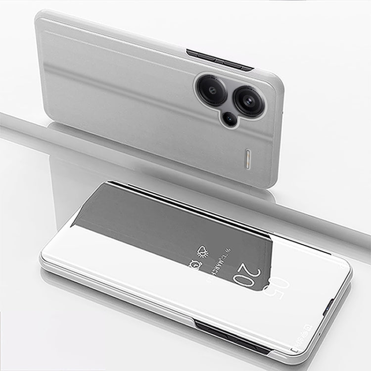 For Xiaomi Redmi Note 13 Pro+ Plated Mirror Horizontal Flip Leather Phone Case with Holder(Silver) - Note 13 Pro+ Cases by PMC Jewellery | Online Shopping South Africa | PMC Jewellery