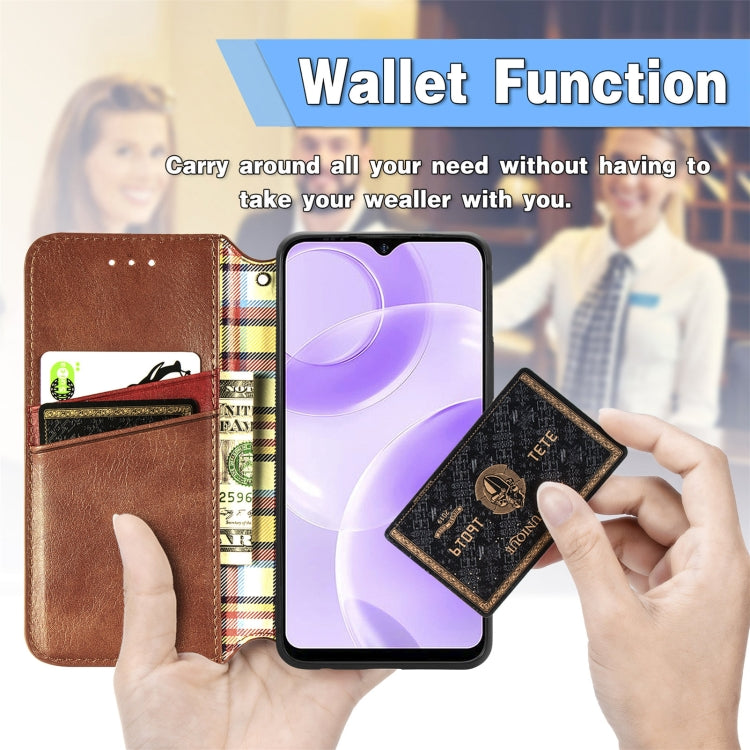 For Ulefone Note 15 Cubic Grid Pressed Magnetic Leather Phone Case(Brown) - Ulefone Cases by PMC Jewellery | Online Shopping South Africa | PMC Jewellery | Buy Now Pay Later Mobicred