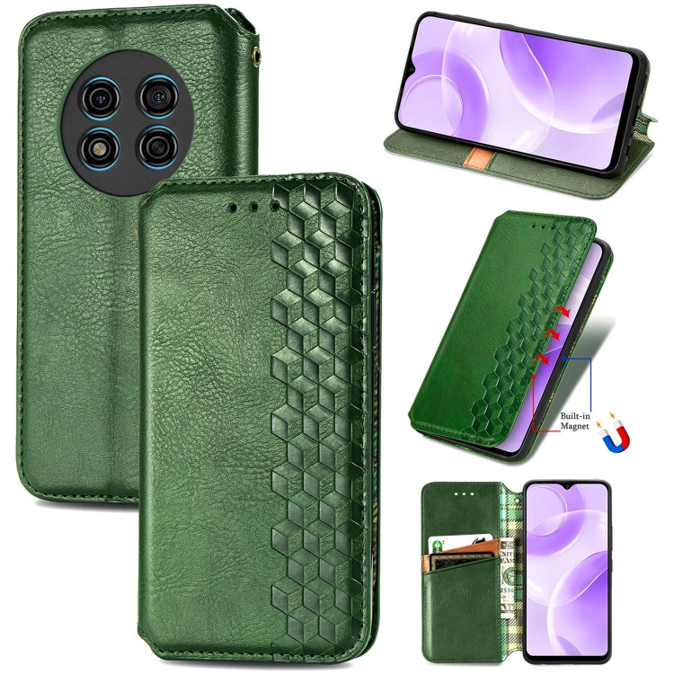 For Ulefone Note 15 Cubic Grid Pressed Magnetic Leather Phone Case(Green) - Ulefone Cases by PMC Jewellery | Online Shopping South Africa | PMC Jewellery | Buy Now Pay Later Mobicred