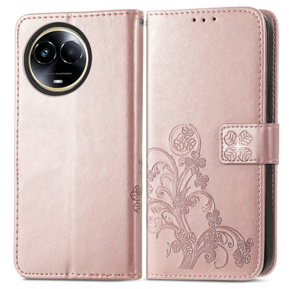 For Realme 11 5G Global Four-leaf Clasp Embossed Buckle Leather Phone Case(Rose Gold) - Realme Cases by PMC Jewellery | Online Shopping South Africa | PMC Jewellery | Buy Now Pay Later Mobicred