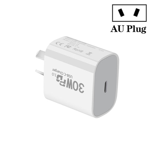 Single Port PD30W USB-C / Type-C Charger, Plug Size:AU Plug - USB Charger by PMC Jewellery | Online Shopping South Africa | PMC Jewellery | Buy Now Pay Later Mobicred