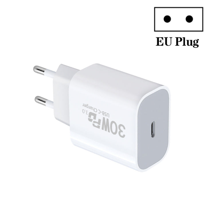 Single Port PD30W USB-C / Type-C Charger with Type-C to 8 Pin Data Cable EU Plug - USB Charger by PMC Jewellery | Online Shopping South Africa | PMC Jewellery | Buy Now Pay Later Mobicred