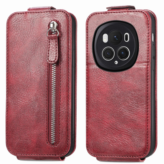 For Honor Magic6 Pro Zipper Wallet Vertical Flip Leather Phone Case(Red) - Honor Cases by PMC Jewellery | Online Shopping South Africa | PMC Jewellery | Buy Now Pay Later Mobicred