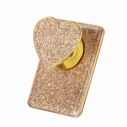 Electroplating Glitter Magsafe Airbag Heart Stand Phone Card Bag(Gold) - Others Accessories by PMC Jewellery | Online Shopping South Africa | PMC Jewellery