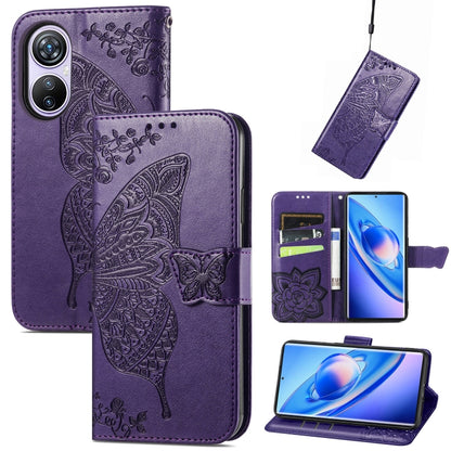 For Blackview A200 Pro Butterfly Love Flower Embossed Leather Phone Case(Purple) - More Brand by PMC Jewellery | Online Shopping South Africa | PMC Jewellery