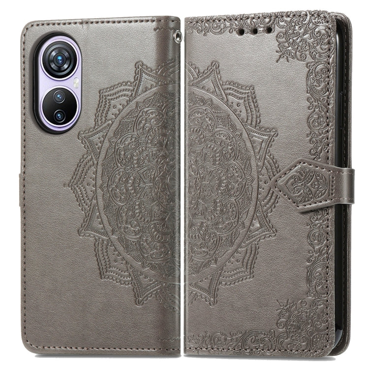 For Blackview A200 Pro Mandala Flower Embossed Leather Phone Case(Gray) - More Brand by PMC Jewellery | Online Shopping South Africa | PMC Jewellery | Buy Now Pay Later Mobicred