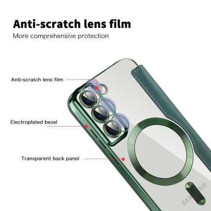 For Samsung Galaxy S22 5G MagSafe Magnetic RFID Anti-theft Leather Phone Case(Green) - Galaxy S22+ 5G Cases by PMC Jewellery | Online Shopping South Africa | PMC Jewellery