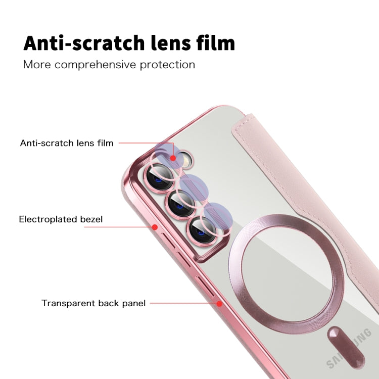 For Samsung Galaxy S22+ 5G MagSafe Magnetic RFID Anti-theft Leather Phone Case(Pink) - Galaxy S22 5G Cases by PMC Jewellery | Online Shopping South Africa | PMC Jewellery