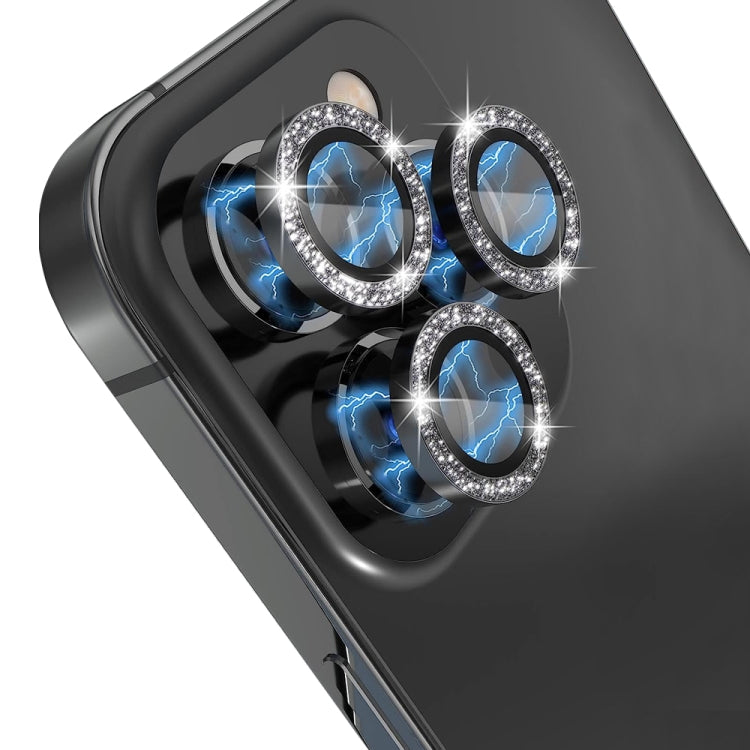 For iPhone 15 Pro / 15 Pro Max NORTHJO Camera Lens Protector Tempered Glass Bling Glitter Metal Ring Film(Black) - iPhone 15 Pro Tempered Glass by NORTHJO | Online Shopping South Africa | PMC Jewellery | Buy Now Pay Later Mobicred