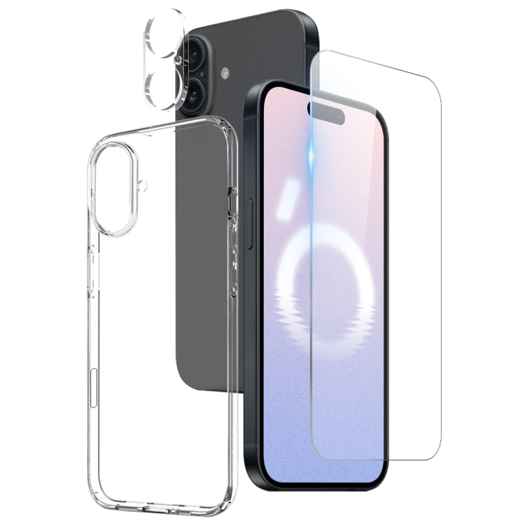 For iPhone 16 Plus NORTHJO 3 in 1 TPU Phone Case with Screen Film and Lens Film(Clear) - iPhone 16 Plus Cases by NORTHJO | Online Shopping South Africa | PMC Jewellery | Buy Now Pay Later Mobicred