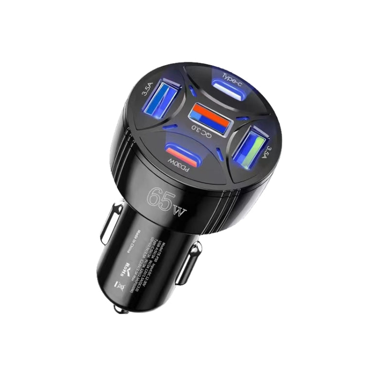 TE-P50 65W PD30W Type-C x 2 + USB x 3 Multi Port Car Charger(Black) - Car Charger by PMC Jewellery | Online Shopping South Africa | PMC Jewellery | Buy Now Pay Later Mobicred