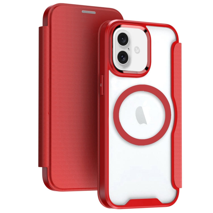 For iPhone 16 RFID Blocking Adsorption Flip MagSafe Leather Phone Case(Red) - free shipping - PMC TechLife - Order now!