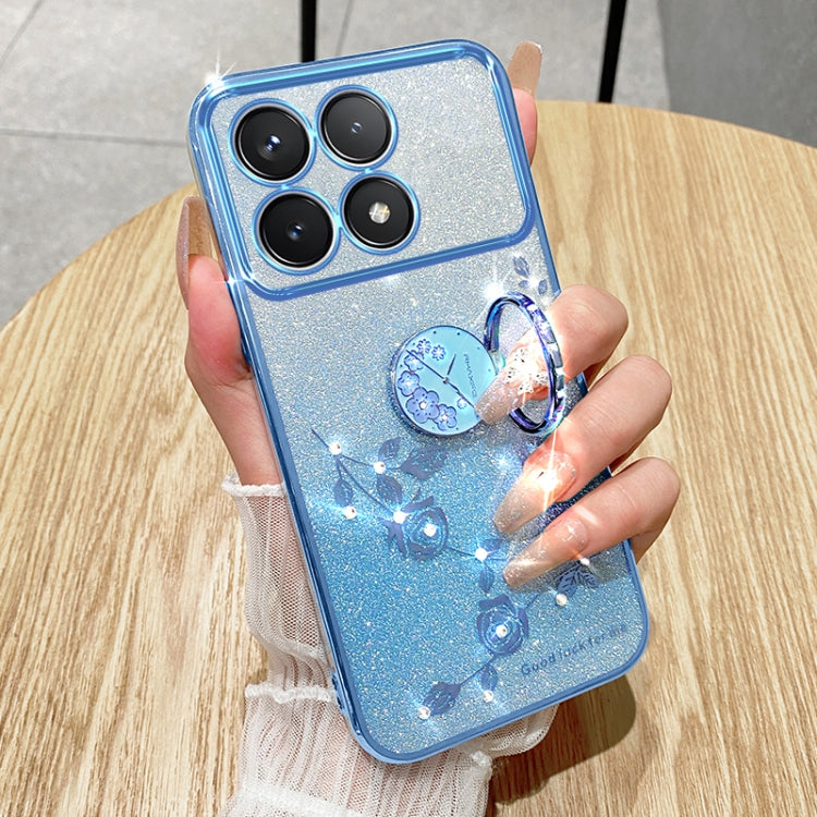 For Xiaomi Redmi K70 Gradient Glitter Immortal Flower Ring All-inclusive Phone Case(Blue) - K70 Cases by PMC Jewellery | Online Shopping South Africa | PMC Jewellery | Buy Now Pay Later Mobicred