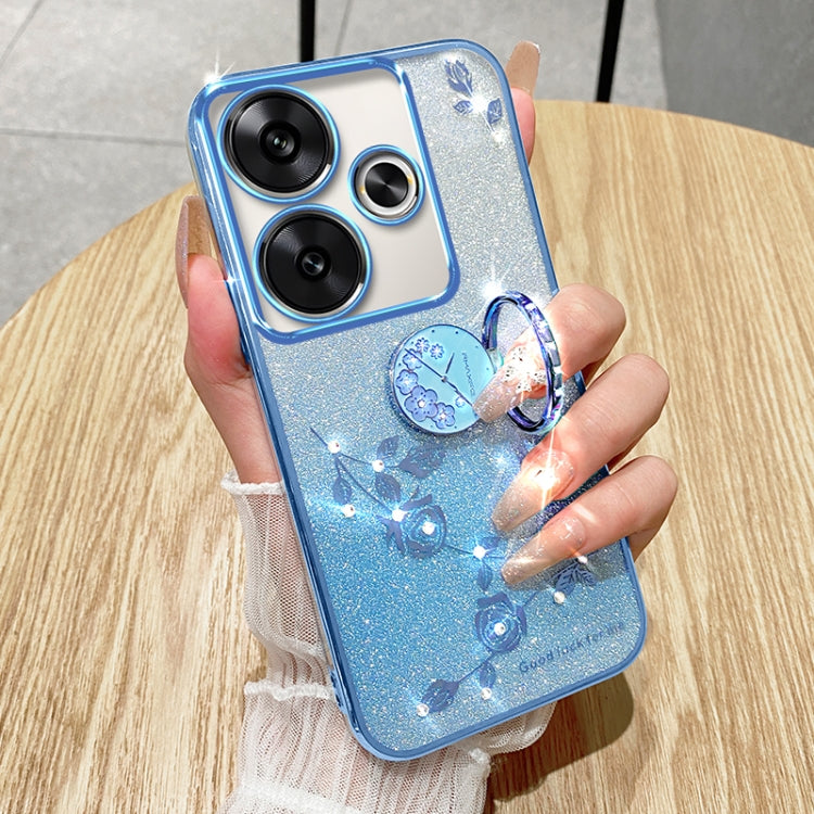 For Xiaomi Redmi Turbo 3 Gradient Glitter Immortal Flower Ring All-inclusive Phone Case(Blue) - Xiaomi Cases by PMC Jewellery | Online Shopping South Africa | PMC Jewellery | Buy Now Pay Later Mobicred