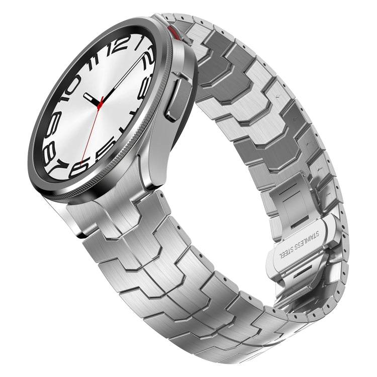 For Samsung Galaxy Watch 5 Pro Lron Man Curved Connection Stainless Steel Watch Band(Silver) - Watch Bands by PMC Jewellery | Online Shopping South Africa | PMC Jewellery