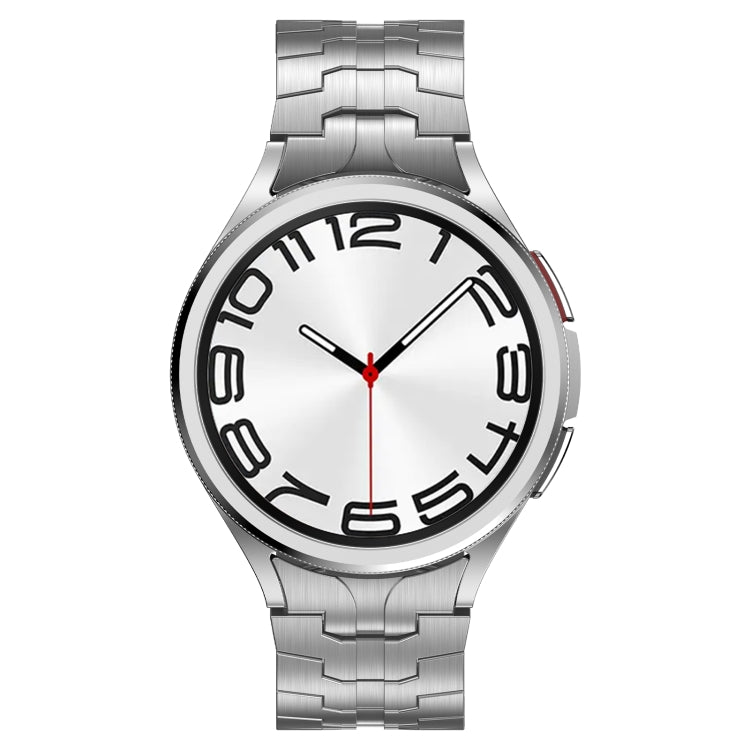 For Samsung Galaxy Watch 4 Classic 42 / 46mm Lron Man Curved Connection Stainless Steel Watch Band(Silver) - Watch Bands by PMC Jewellery | Online Shopping South Africa | PMC Jewellery