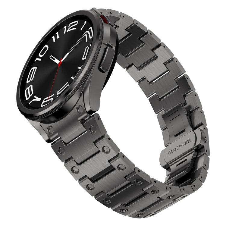 For Samsung Galaxy Watch 4 40 / 44mm Dual Circle Curved Connection Stainless Steel Watch Band(Gray) - Watch Bands by PMC Jewellery | Online Shopping South Africa | PMC Jewellery