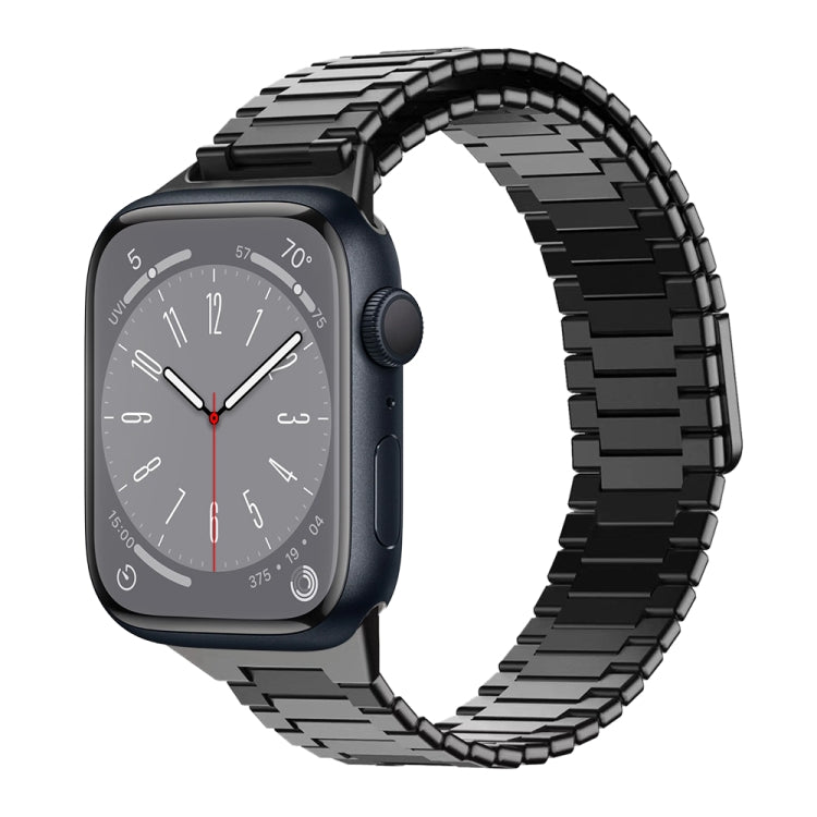 For Apple Watch Series 8 45mm Bamboo Magnetic Stainless Steel Metal Watch Strap(Black) - Watch Bands by PMC Jewellery | Online Shopping South Africa | PMC Jewellery