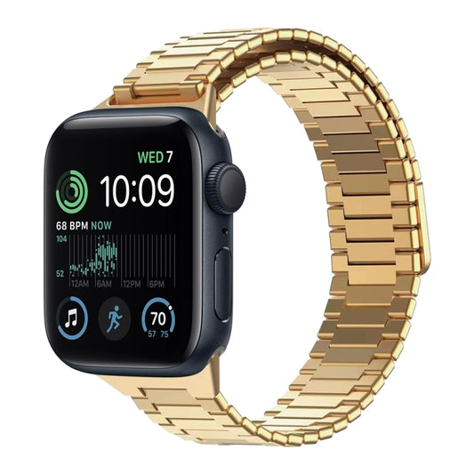 For Apple Watch SE 2022 44mm Bamboo Magnetic Stainless Steel Metal Watch Strap(Gold) - Watch Bands by PMC Jewellery | Online Shopping South Africa | PMC Jewellery