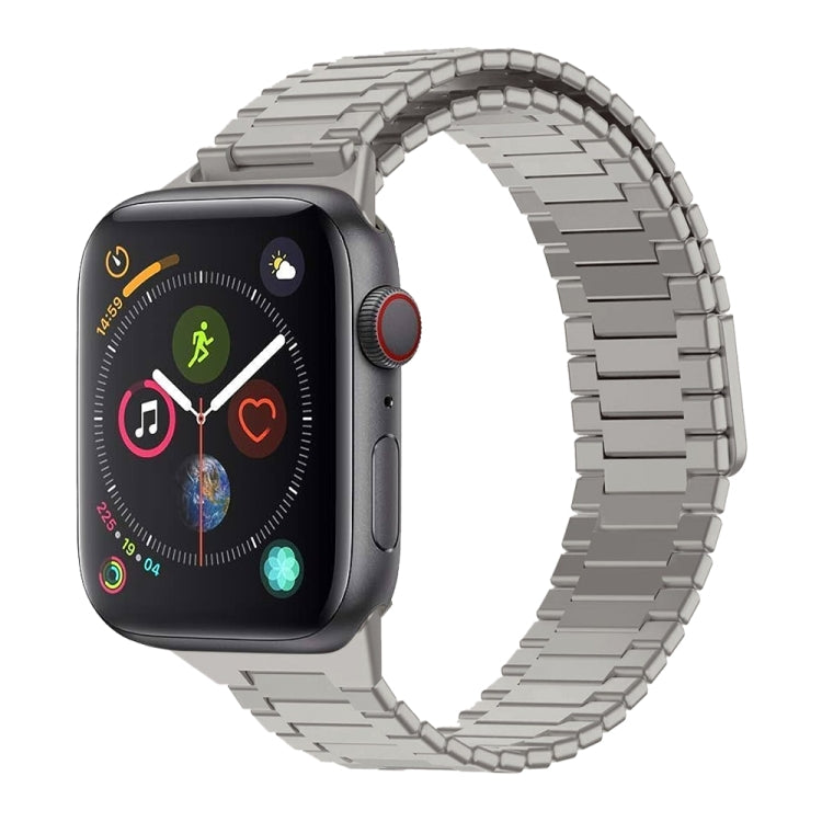 For Apple Watch Series 4 40mm Bamboo Magnetic Stainless Steel Metal Watch Strap(Titanium Color) - Watch Bands by PMC Jewellery | Online Shopping South Africa | PMC Jewellery