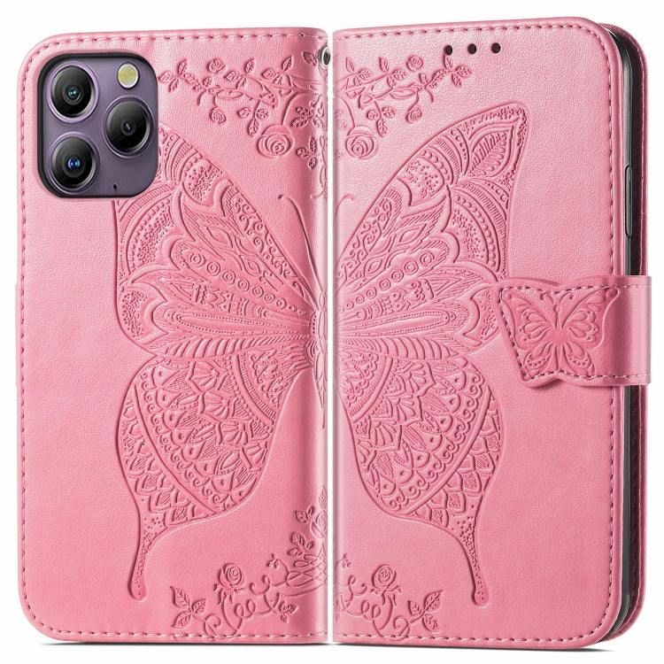 For Blackview A96 Butterfly Love Flower Embossed Leather Phone Case(Pink) - More Brand by PMC Jewellery | Online Shopping South Africa | PMC Jewellery